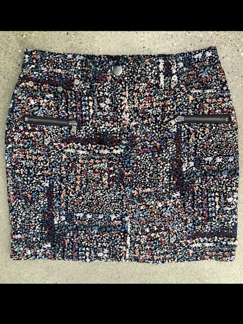 Club Monaco Corduroy Floral Print Mini Skirt